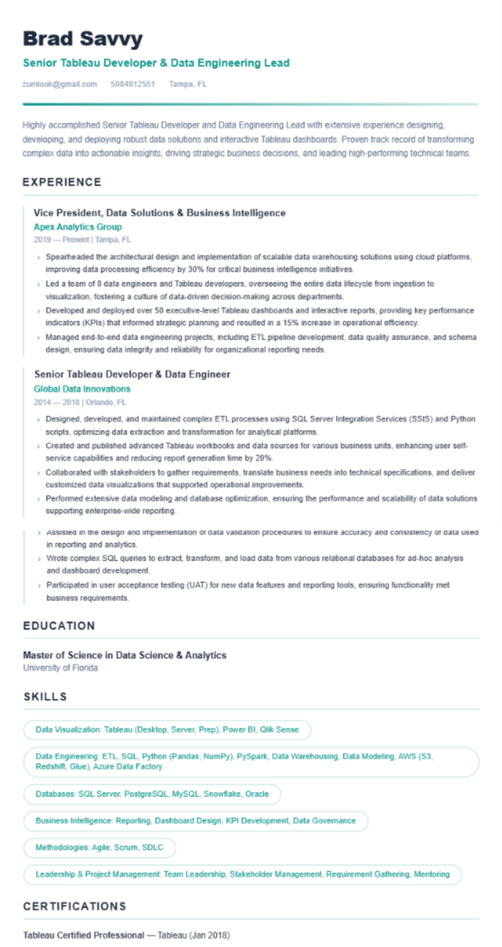 Modern resume template preview