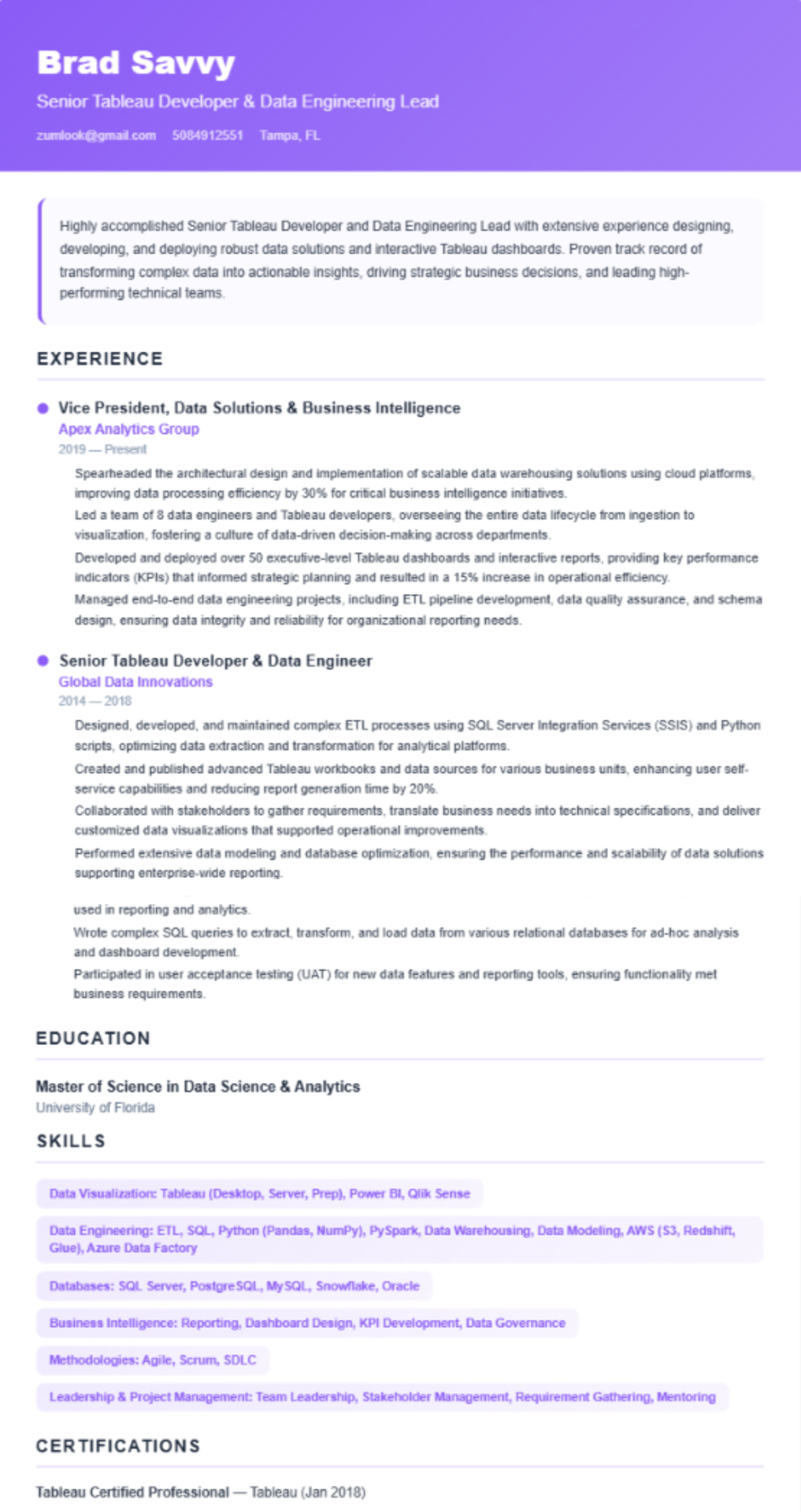 Creative resume template preview